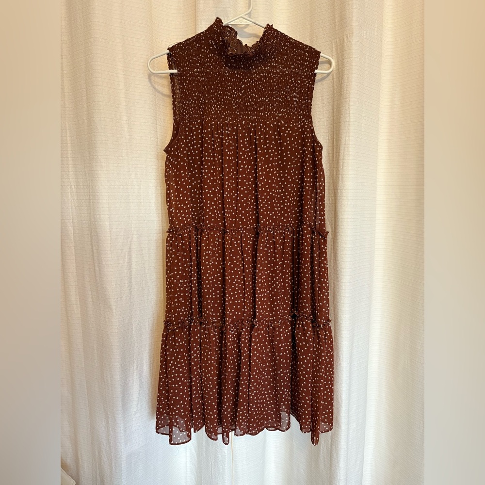 Taylor Brown Polka Dot Tiered Midi Dress